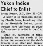 Yukon Indian Chief to Enlist